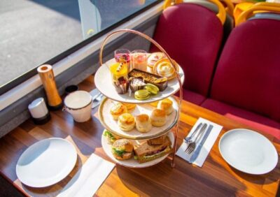 Afternoon Tea Bus with a Glass of Prosecco