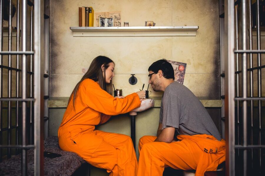 London: Alcotraz Immersive Prison Cocktail Experience Ticket - Orange jumpsuits and the prison set